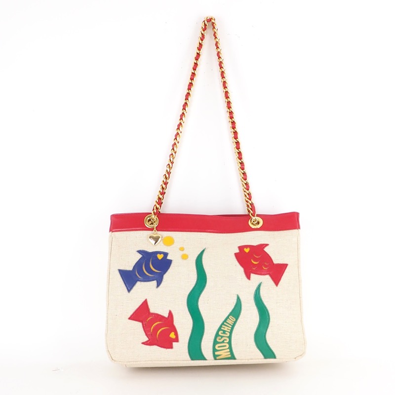 Vintage Moschino Long Chunky Chain Fish Tote Shoulder Bag - Nina