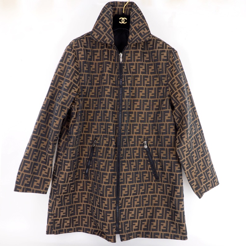 Vintage Fendi Zucca Monogram Canvas Unisex Reversible Coat Jacket