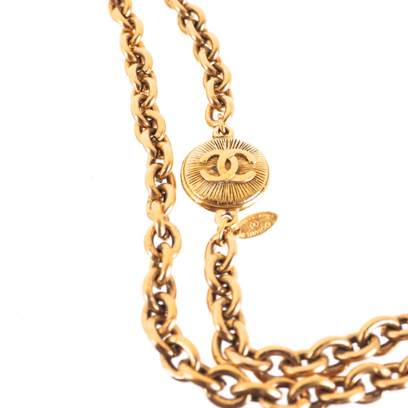 Vintage Chanel Excellent Long Chain Round Logo Necklace - Image 4