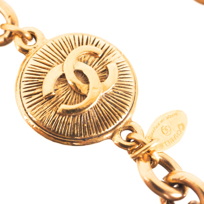 Vintage Chanel Excellent Long Chain Round Logo Necklace - Image 6