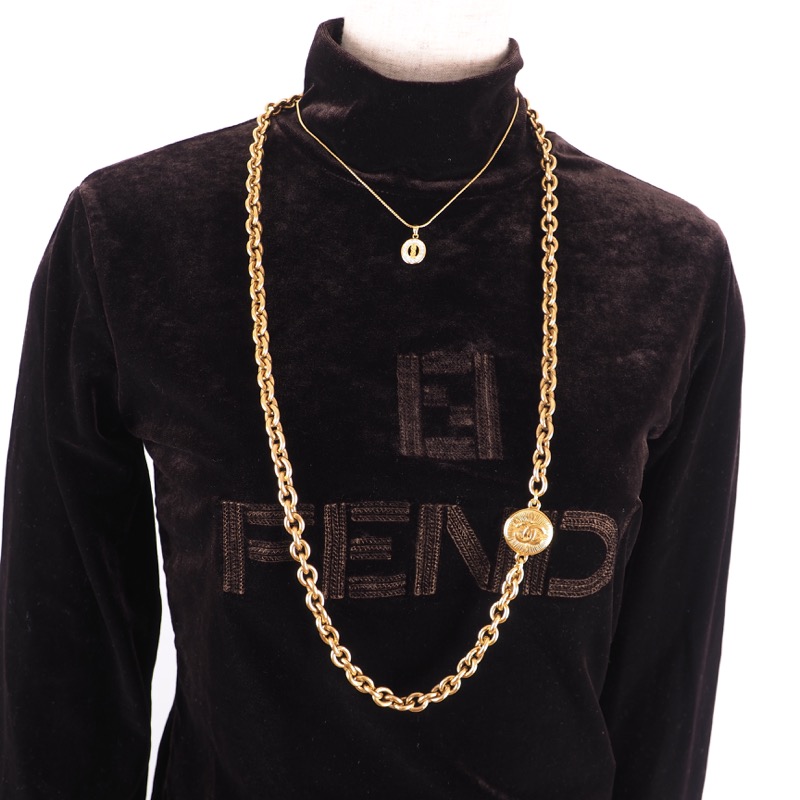 Vintage Chanel Excellent Long Chain Round Logo Necklace - Image 7