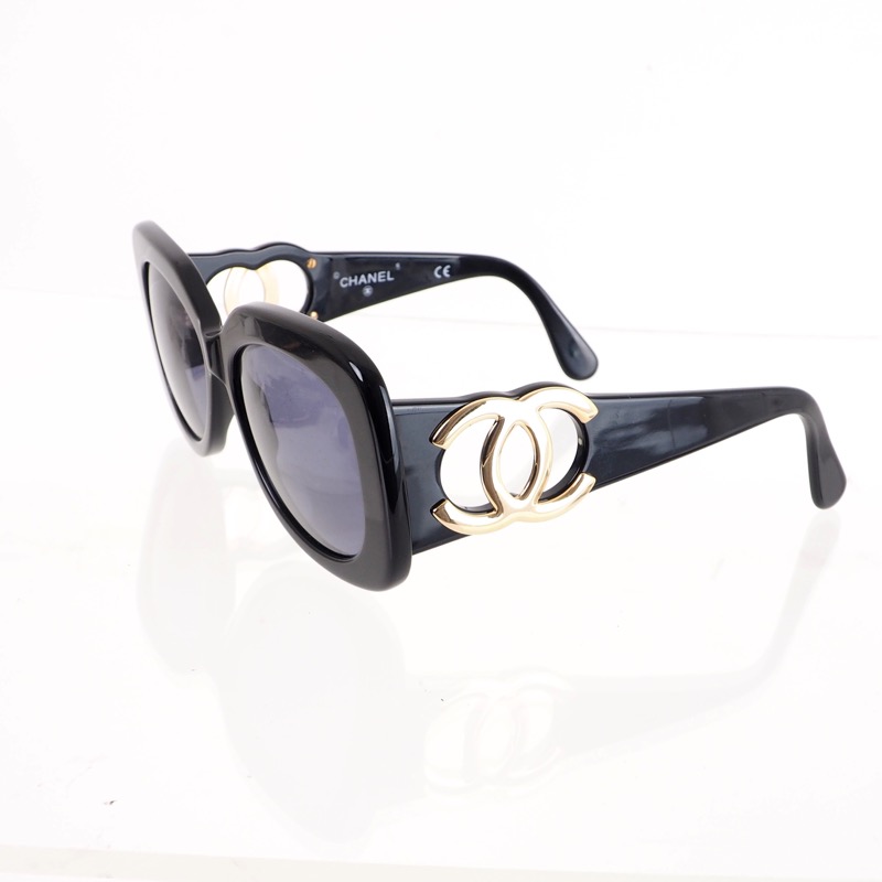 Vintage Chanel XL Jumbo Gold Logo Sunglasses - Nina Furfur Vintage Boutique