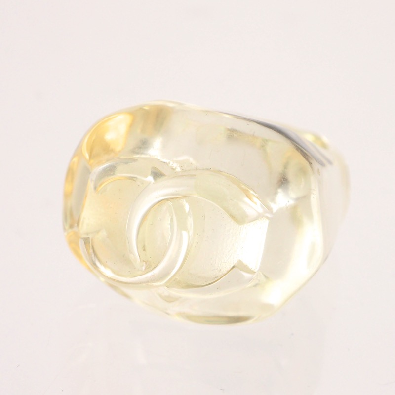 Vintage Chanel Clear Plastic Excellent Huge Chunky Ring US 6 1/2