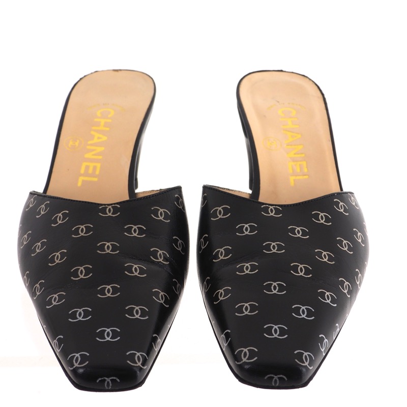 Vintage Chanel 35 USA5 Monogram Logo CC Heels Sandals Shoes - Nina