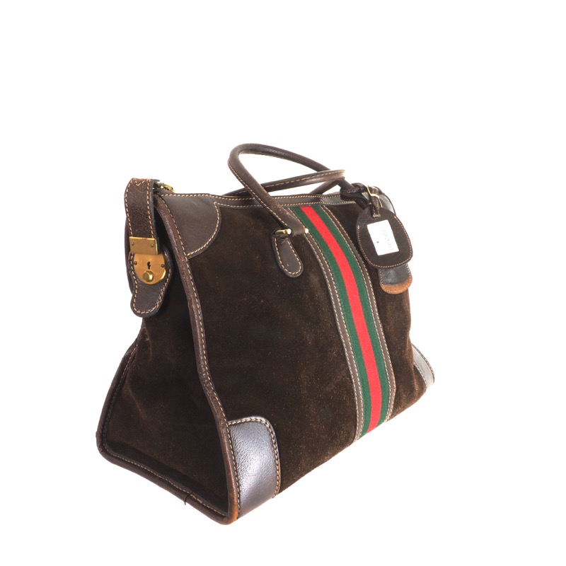 Vintage Gucci Striped Suede Speedy Bag