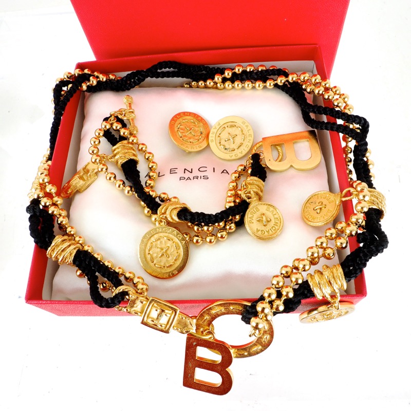 Vintage Balenciaga Earrings Bracelet Set Necklace - Image 2