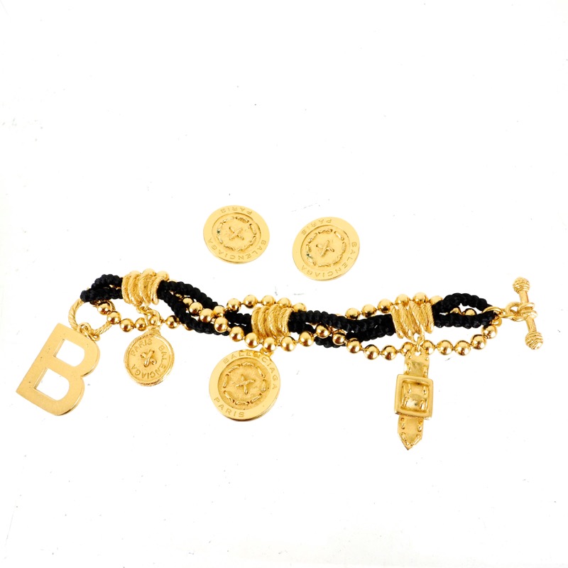 Vintage Balenciaga Earrings Bracelet Set Necklace - Image 6