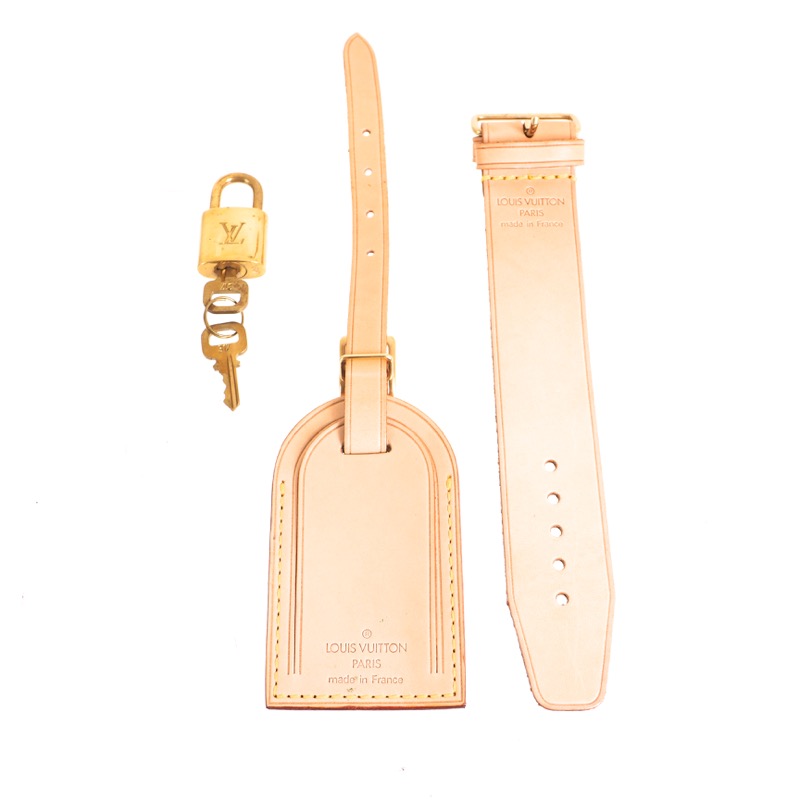 Vintage Louis Vuitton Leather Luggage Tag and Strap. 