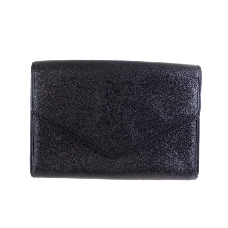 Saint Laurent Ysl Monogram Quilted Envelope Clutch Bag in Purple