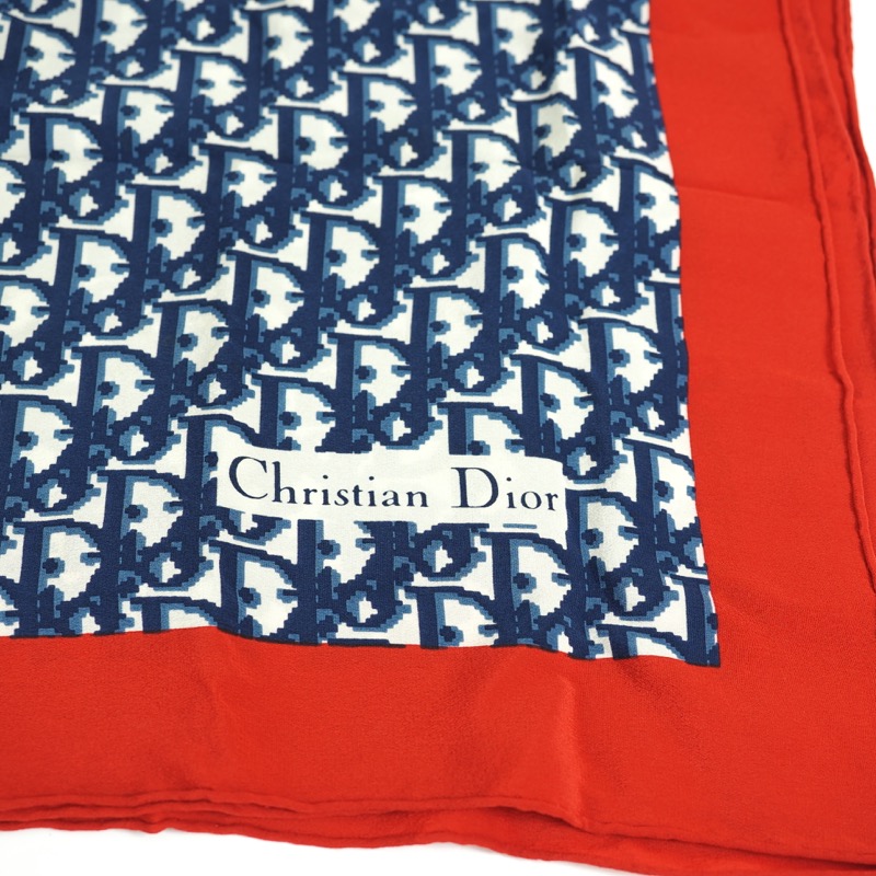 Vintage Christian Dior Red Blue Trotter L Silk Monogram Scarf - Nina Furfur  Vintage Boutique
