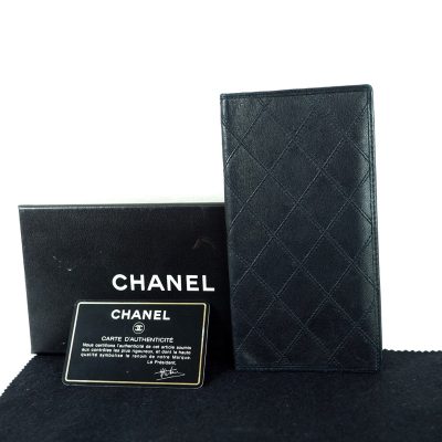 Vintage Chanel Black Quilted Leather Passport Case Book Cover - Nina Furfur  Vintage Boutique