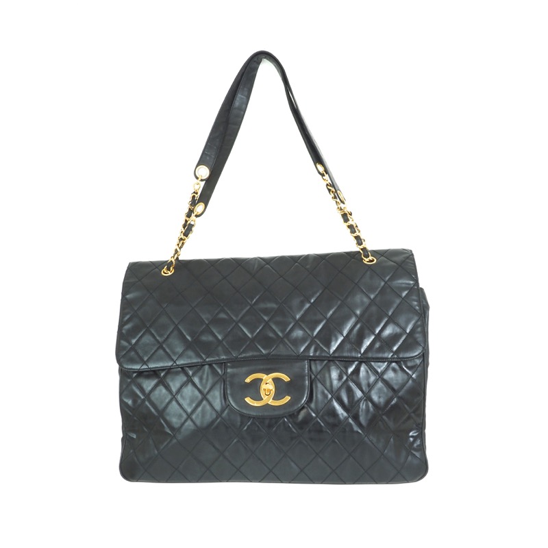 Vintage Chanel XXL Jumbo Double Chain Matelasse Shoulder Bag - Nina Furfur  Vintage Boutique