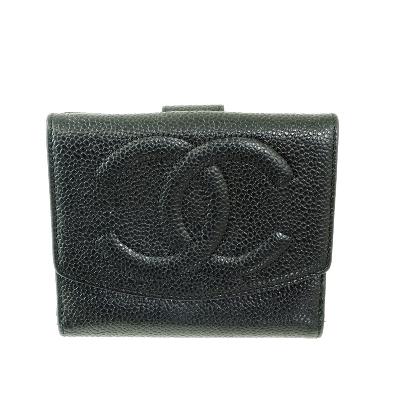 Vintage Chanel Large CC Logo Caviar Black Wallet - Nina Furfur Vintage  Boutique