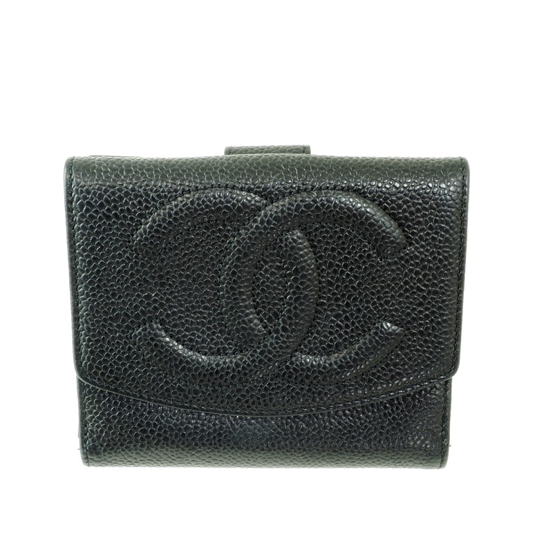 Chanel Classic Bi Fold Caviar Double CC Wallet, Black