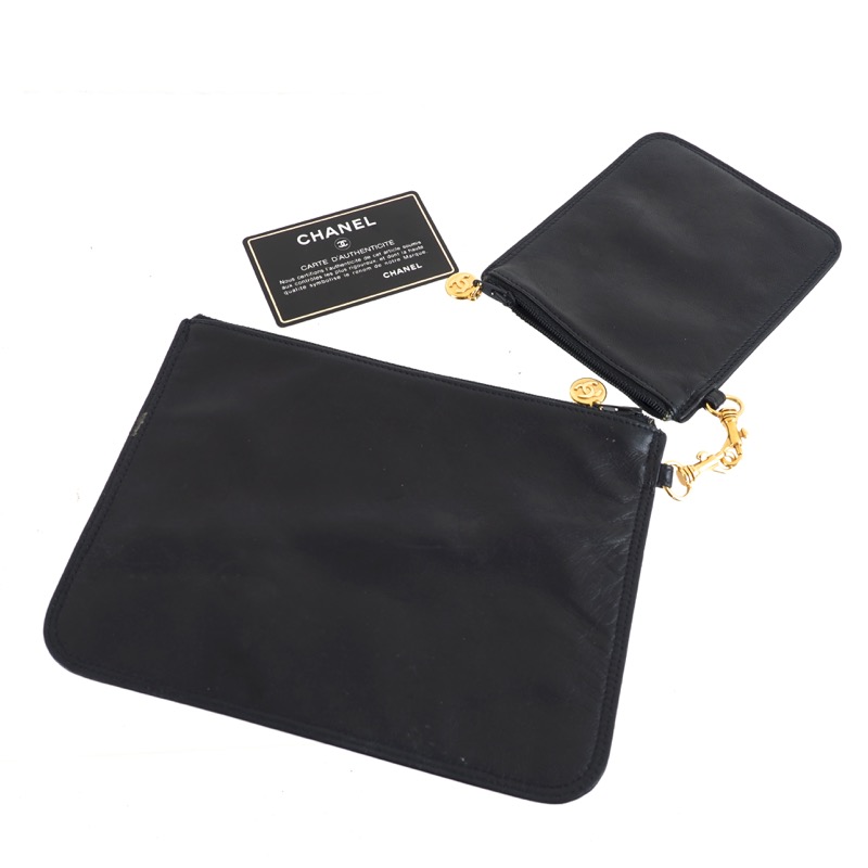 Chanel Black Soft Lambskin Leather Fold Over Shoulder Bag at 1stDibs