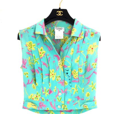 Vintage Chanel Silk Vest Shirt Rare SALE Size 40 Clothing