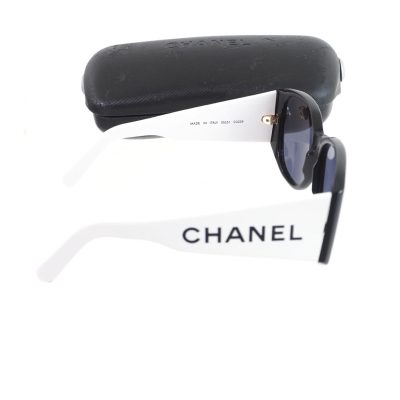 Vintage Chanel Bi Color Wide Temple White Black  Sunglasses