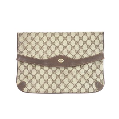 Vintage Gucci Bi Fold Large Monogram GG Beige  Clutch Bag