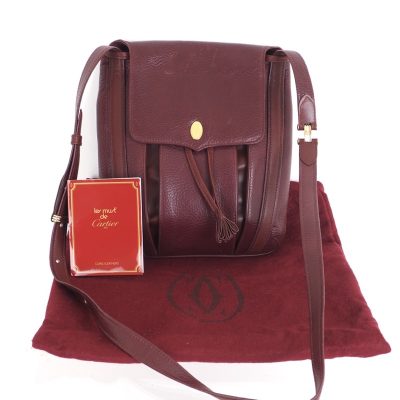 Vintage Cartier Must De Cartier 2 Way Crossbody Burgundy  Shoulder Bag