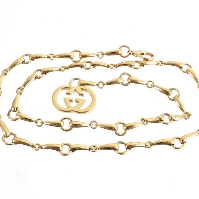Vintage Gucci Interlocking G Chain Belt Gold Tone Size 80 Made in Italy 1980s-1990s Necklace