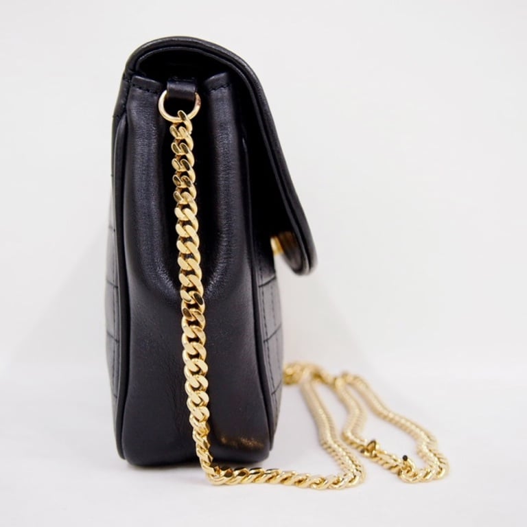 Vintage Celine Rare Black Quilted Leather Thin Chain Shoulder Clutch Bag Handbag | eBay