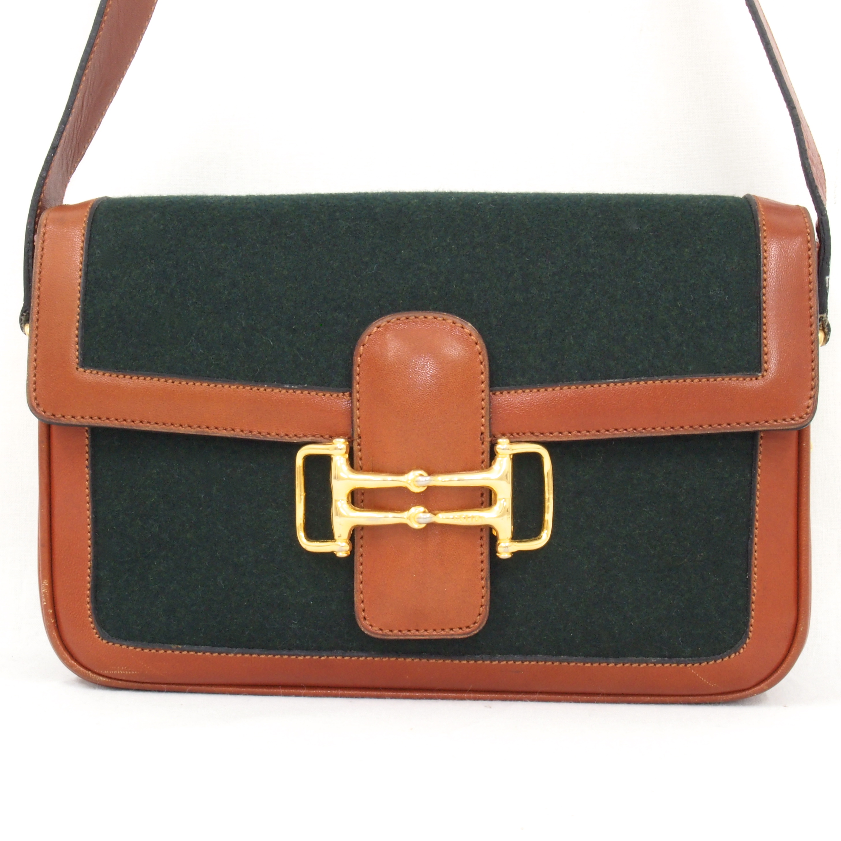 Vintage Celine Green Bag Horse Bit Buckle Bi Color Shoulder Handbag | eBay