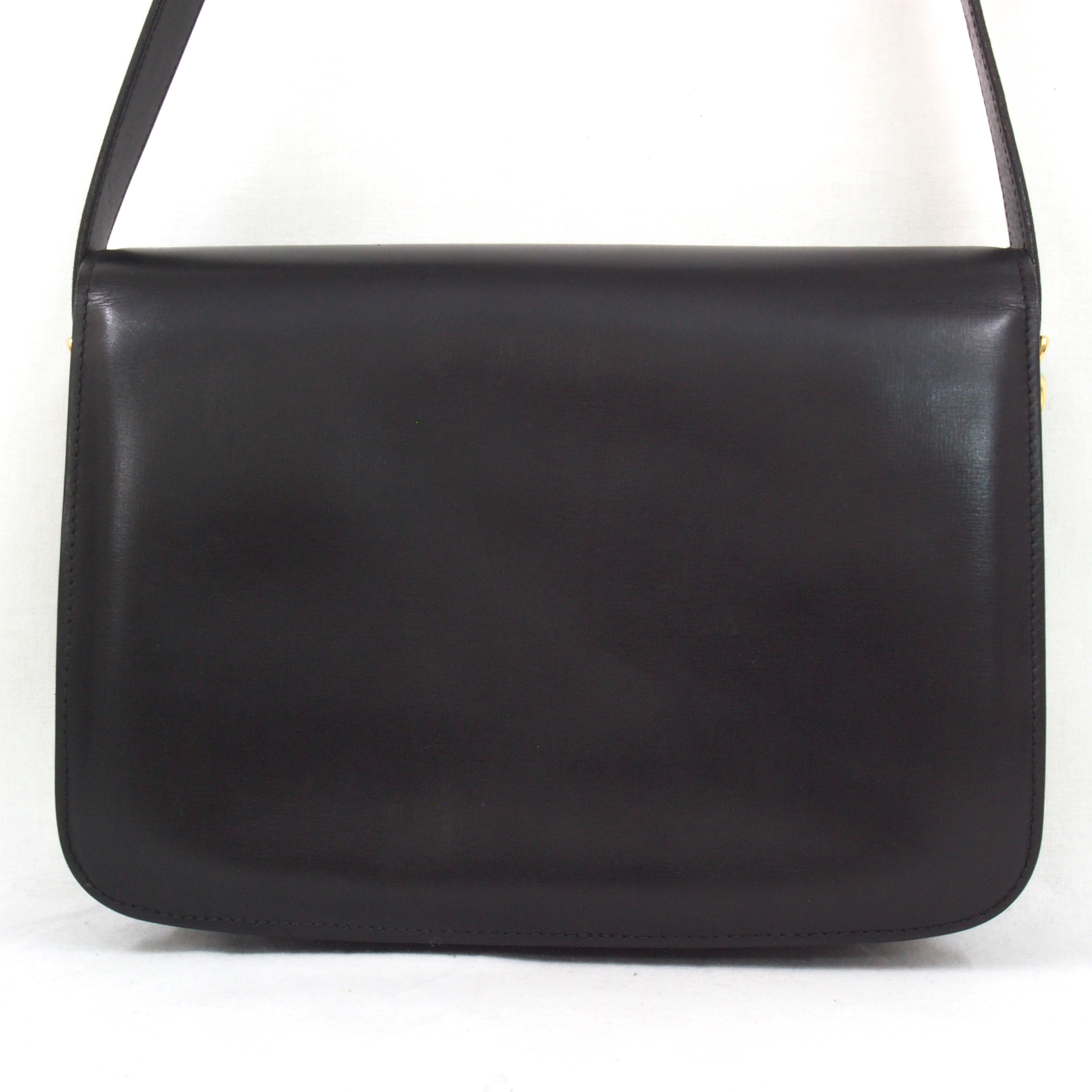 Vintage Celine Black Leather Logo Buckle Flap Shoulder Bag Handbag | eBay