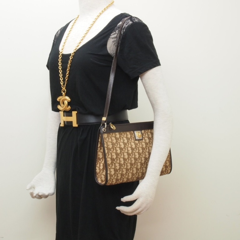 Vintage Christian Dior Monogram Brown Beige Square Shoulder Bag Handbag | eBay