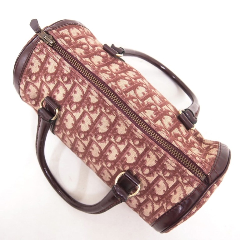 Vintage Christian Dior Monogram Burgundy Red Round Handbag Shoulder Bag Auth. | eBay