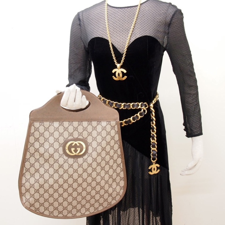Vintage Gucci Large Medallion GG Round Tote Bag Handbag Monogram Brown Excellent | eBay