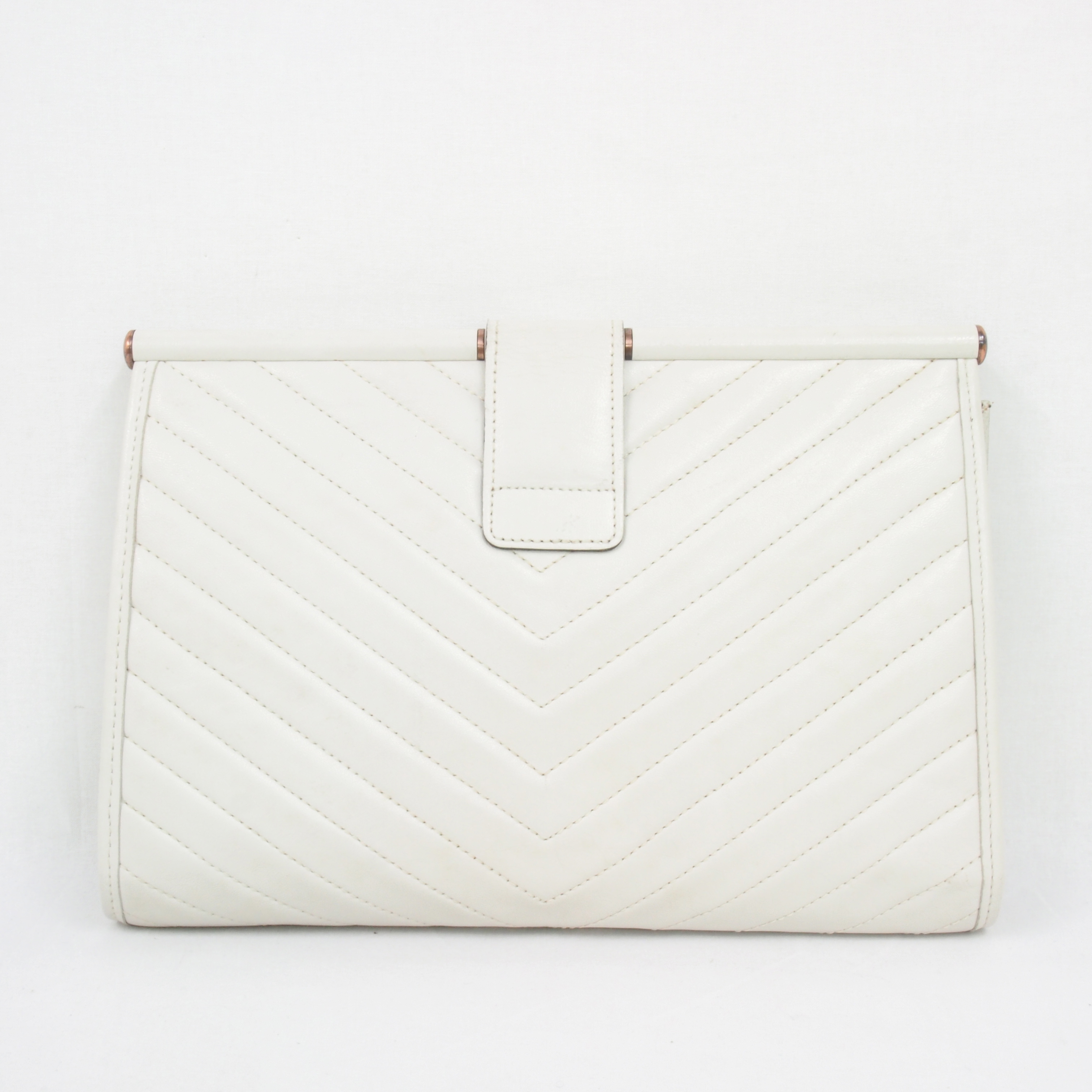 Vintage Yves Saint Laurent YSL Chevron Clutch Bag Purse White ...  