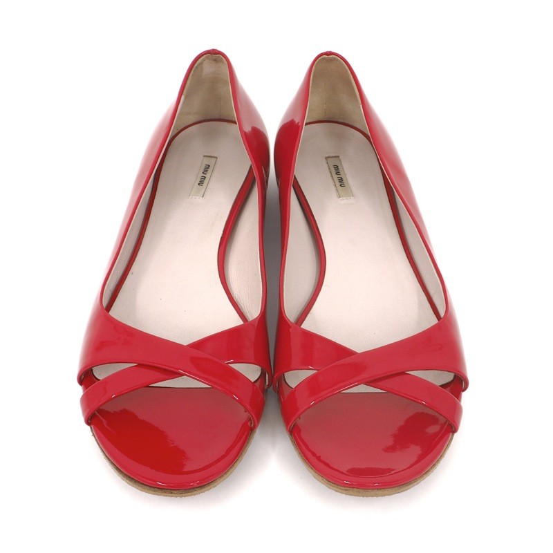 Vintage Miu Miu Red Flat Shoes. - Nina Furfur Vintage Boutique