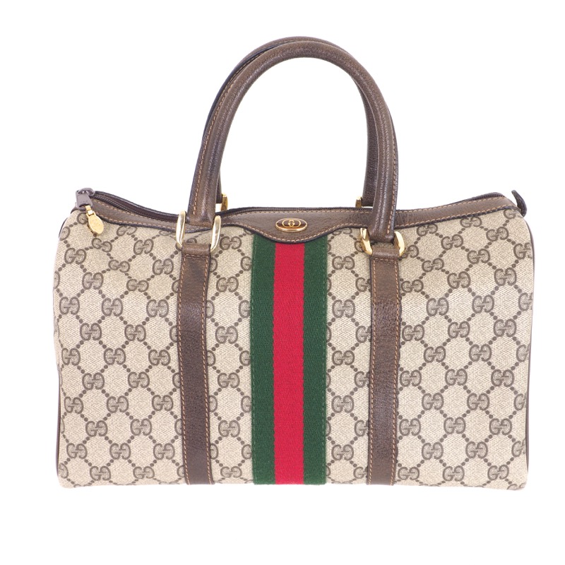 Vintage Gucci Monogram GG Canvas Ribbon Large Speedy Hand Bag - Nina ...