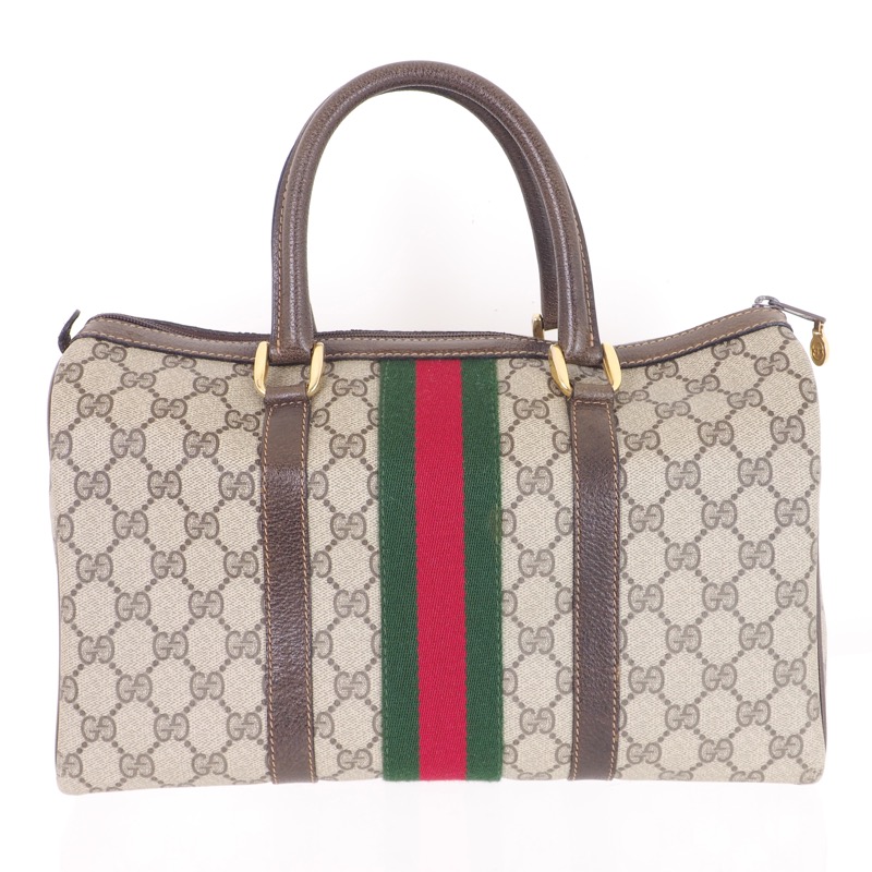 Vintage Gucci Monogram GG Canvas Ribbon Large Speedy Hand Bag - Nina ...