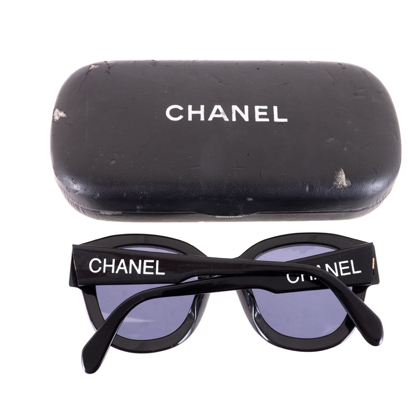 Vintage Chanel Rare White Letter Black Frame Sunglasses - Nina Furfur  Vintage Boutique