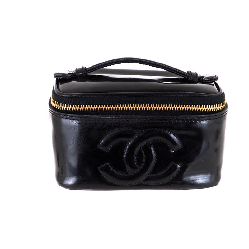 Vintage Chanel Mirror Vanity Black Patent Leather Makeup Clutch Bag ...
