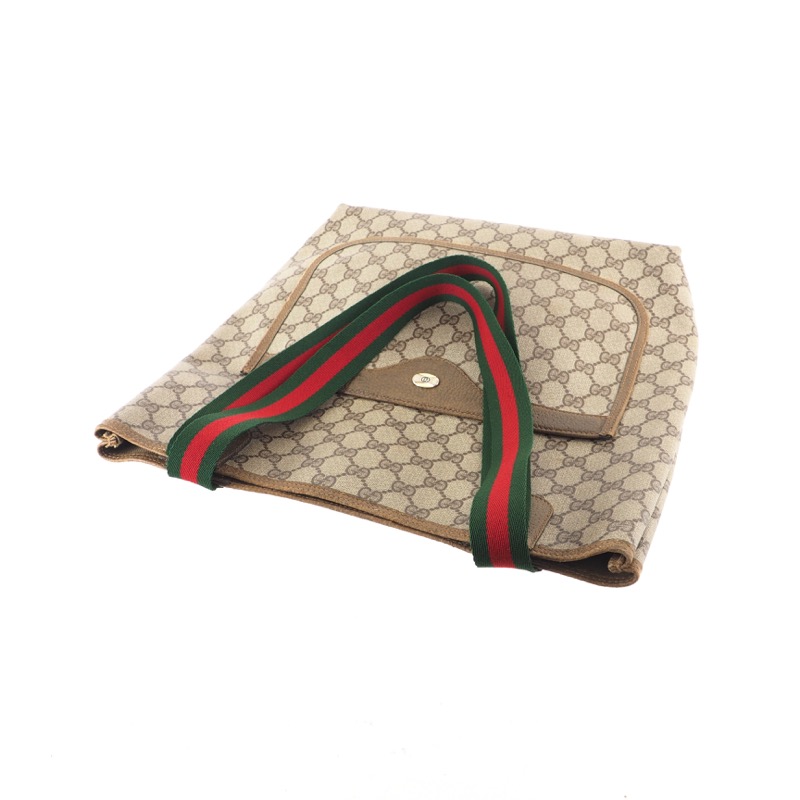 Vintage Gucci Tote Large Monogram Red Green Strap Hand Bag - Nina ...