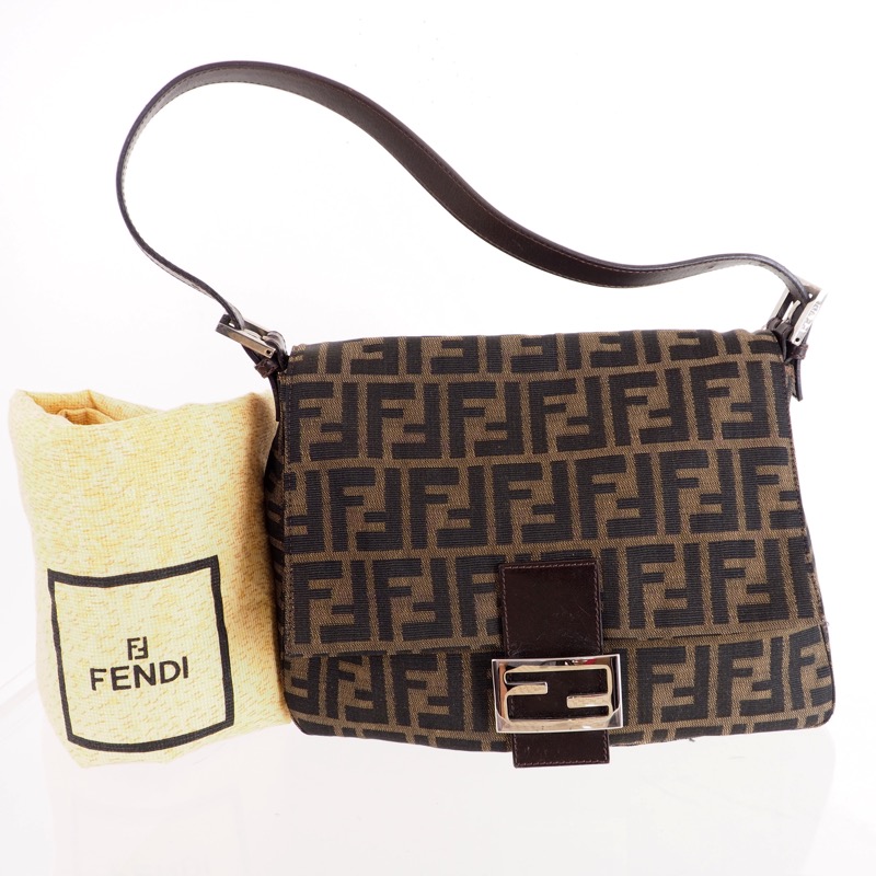 Vintage Fendi Zucca Mamma Baguette Signature Hand Bag - Nina Furfur ...