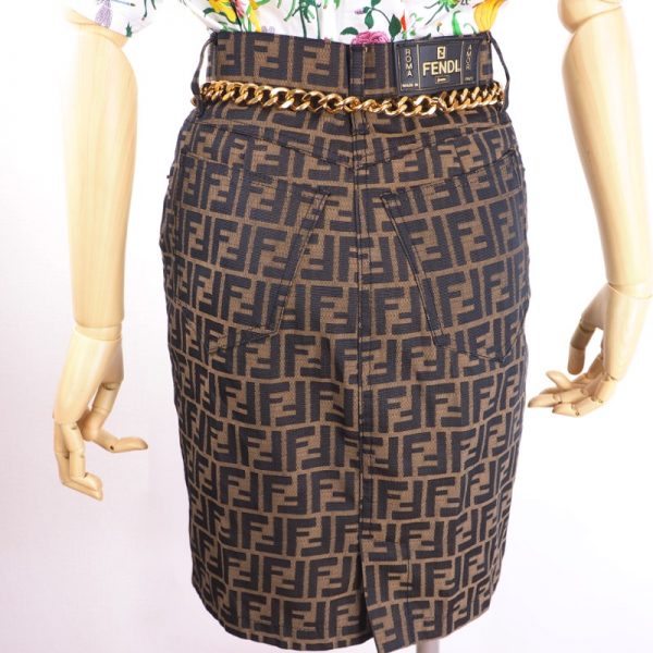 Vintage Fendi Zucca Monogram Jean Skirt Excellent - Nina Furfur Vintage Boutique