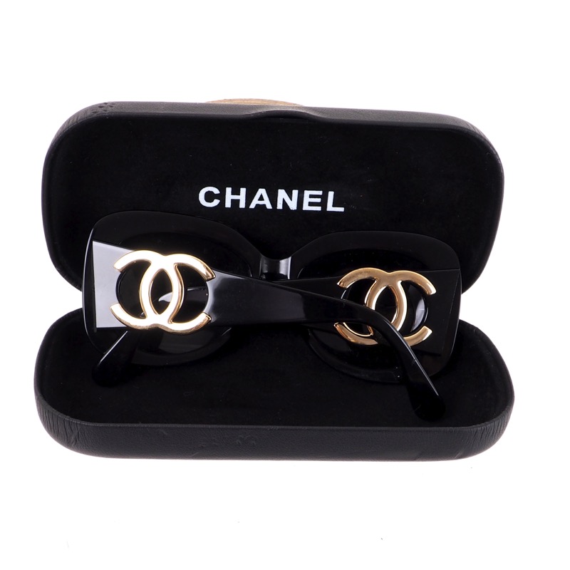 Vintage Chanel XL Jumbo Gold Logo Sunglasses
