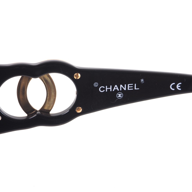 Vintage Chanel XL Jumbo Gold Logo Sunglasses - Image 7
