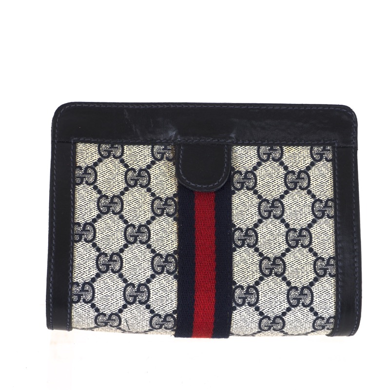 Vintage Gucci Mini Rare Blue Red Monogram GG Excellent Clutch Bag