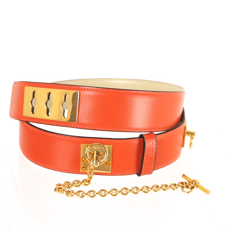 Vintage Celine Never Used Size 80 Orange Gold Wide Belt - Nina Furfur ...