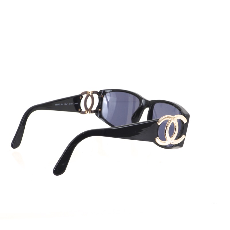 Vintage Chanel Black Gold Large CC Logo Side Shades Sunglasses - Nina ...