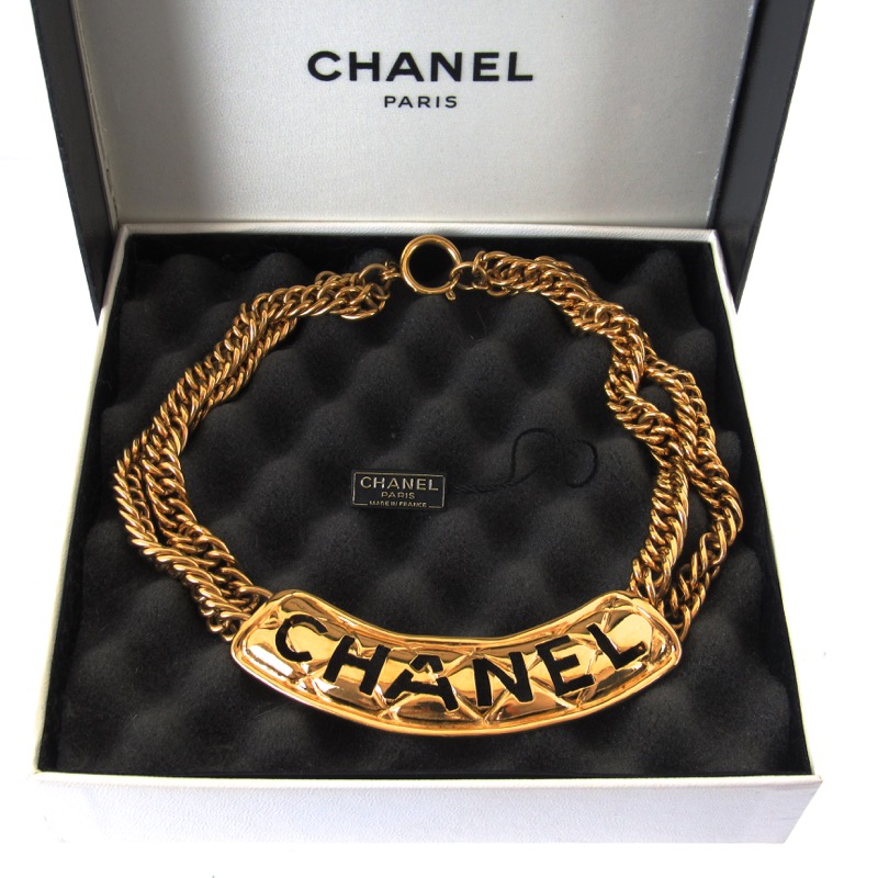 Vintage Chanel Gold Plate Cut Out Double Chain NWT Necklace - Nina Furfur Vintage Boutique Vintage Chanel Gold Plate Cut Out Double Chain NWT Necklace - Nina Furfur Vintage Boutique