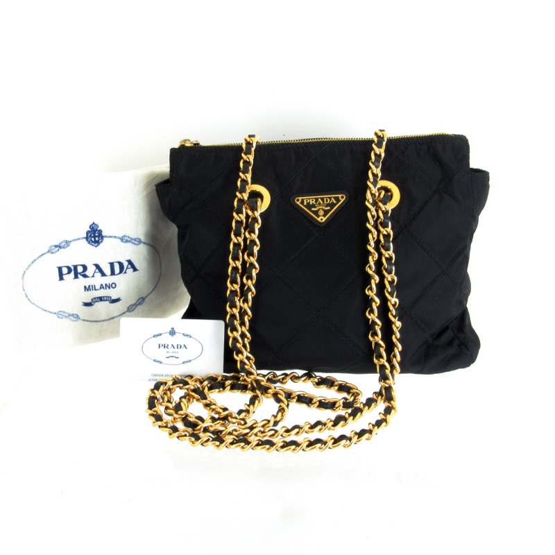 Vintage PRADA Signature Quilted Nylon Chain Shoulder Bag - Nina Furfur  Vintage Boutique
