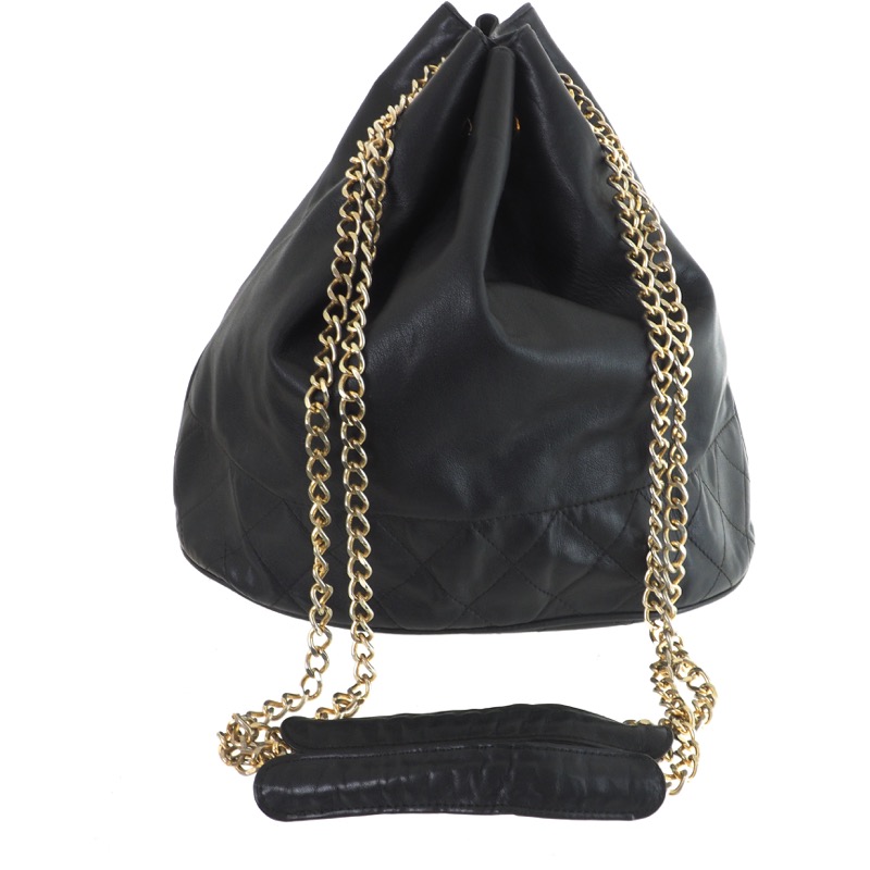 Vintage Chanel Quilted Leather Drawstring Bucket Shoulder Bag