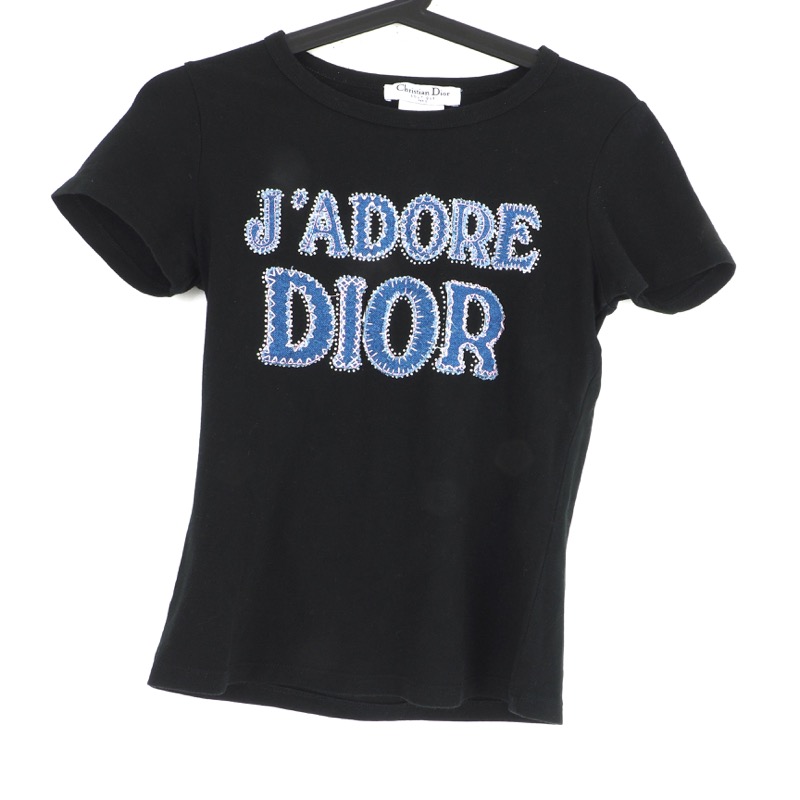 Vintage Christian Dior J'ADORE Rhinestone T-shirt L Size 42 Denim 