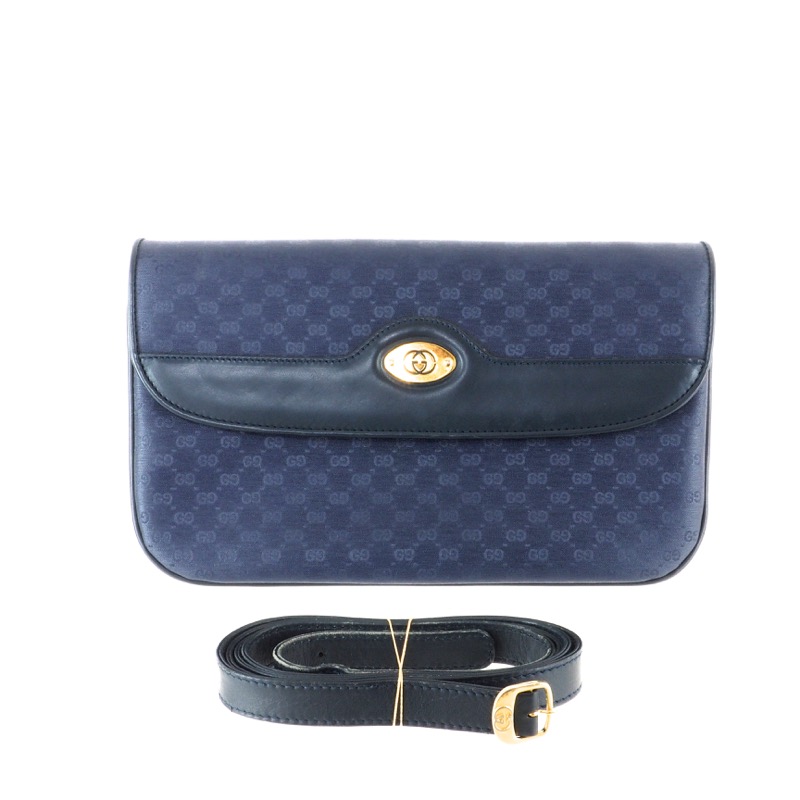 Vintage Gucci Excellent Rare Blue Clutch Micro GG Shoulder Bag