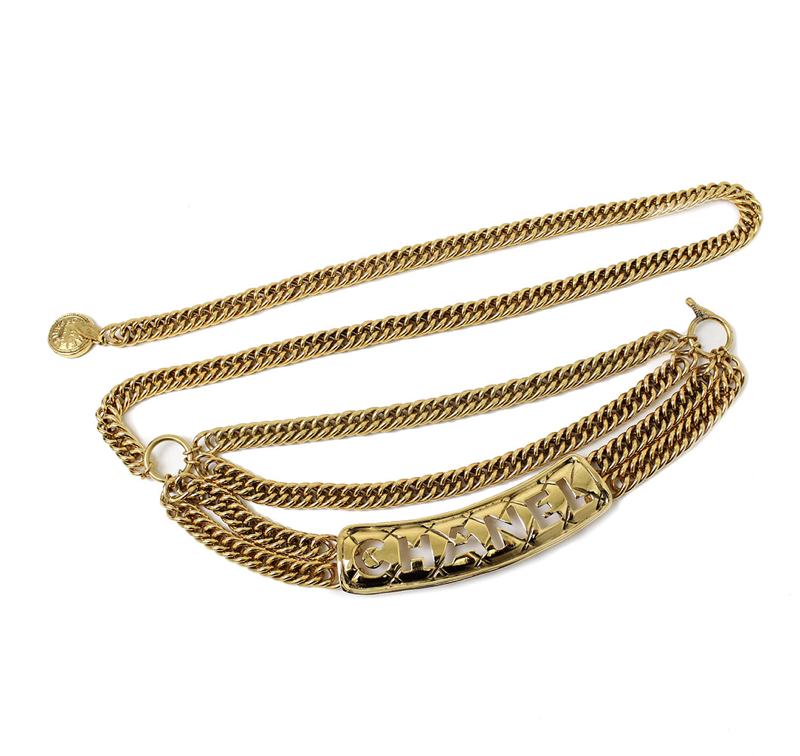 Vintage Chanel Rare XL Quilted Cut Out Triple Chain Necklace Belt - Nina  Furfur Vintage Boutique